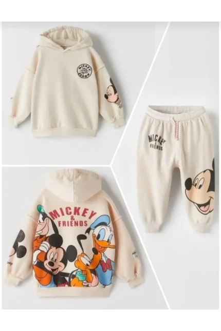Mickey Mouse Kapüşonlu Çocuk Giyim Takım